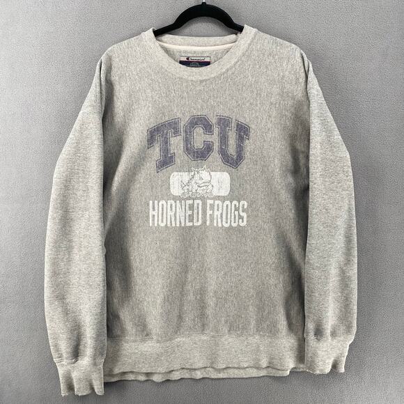 Vtg Y2K 90s Champion Reverse Weave TCU Horned Frogs Pullover Sweatshirt XL NCAA - Picture 1 of 15